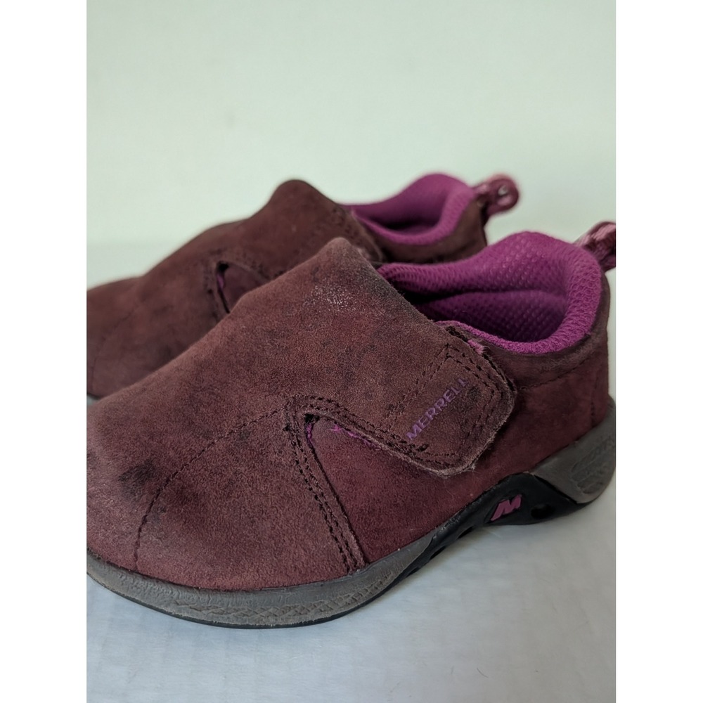 Merrell Jungle Moc Toddler Shoes Brown Leather Hook & Loop Pink Size 5M